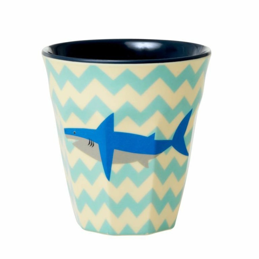 Kerst Tip Rice | Middelgrote Melamine Beker Shark Print