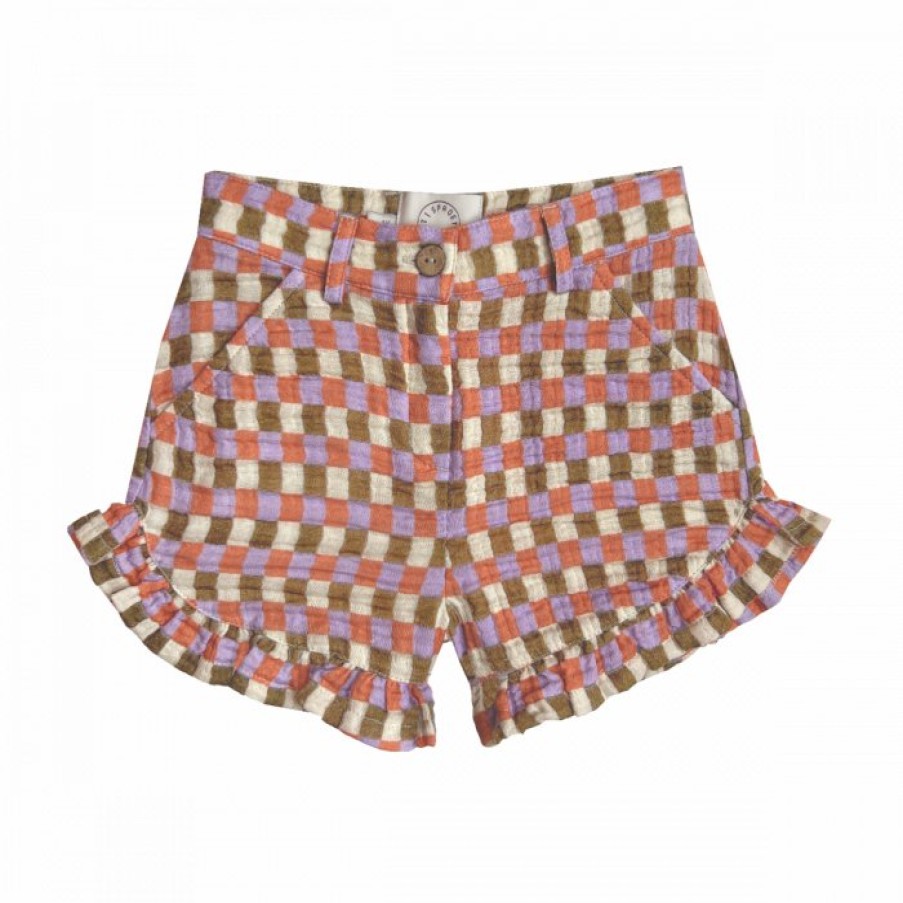 Clothing Sproet & Sprout | Sproet & Sprout Ruffle Korte Broek Block Check